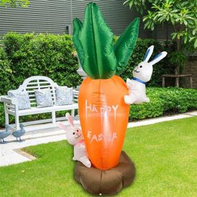 img 2 attached to Comtops Easter Carrot & Bunny Inflatable Decoration - 4 FT Blow 🐇 Up with Built-in LEDs for Easter Party, Indoor/Outdoor Yard, Garden, and Lawn Decoration