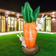 comtops easter carrot & bunny inflatable decoration - 4 ft blow 🐇 up with built-in leds for easter party, indoor/outdoor yard, garden, and lawn decoration logo