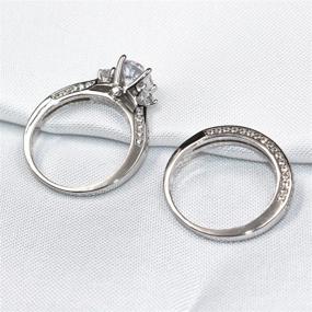 img 1 attached to Stunning MABELLA 3 Stone Silver Wedding Ring Set - 2.3 Carats Round Cut CZ - Perfect Gifts for Women