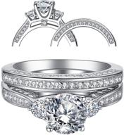 stunning mabella 3 stone silver wedding ring set - 2.3 carats round cut cz - perfect gifts for women logo