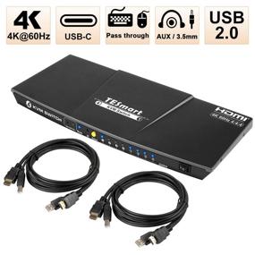 img 3 attached to TESmart USB-C + HDMI KVM Switch with 4K@60Hz, 4 Inputs 1 Output, Audio Output, Additional USB 2.0, 3 HDMI Inputs + 1 Type-C Input (Black)
