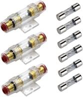 carviya 4-8 gauge awg in-line waterproof fuse holder with six 30a 30amp agu type fuses for car audio/alarm/amplifier/compressors (30amp logo
