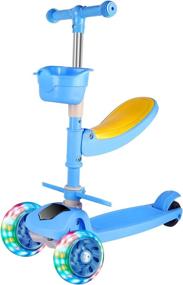 img 4 attached to 🛴 PERZCARE Kids Kick Scooters - LED Wheel Lights, Adjustable Lean-to-Steer Handlebar with Foldable Removable Seat - Sit or Stand Ride, Brake Included - Suitable for Boys and Girls, Ages 2-14