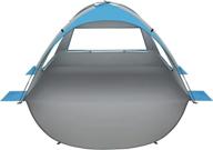 🏖️ oileus portable beach tent for 2-3 people - sun shade shelter with uv protection, extended floor, ventilating mesh windows, carrying bag, stakes, 6 sand pockets - ideal for fishing, hiking, camping - blue логотип