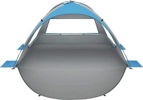 img 4 attached to 🏖️ Oileus Portable Beach Tent for 2-3 People - Sun Shade Shelter with UV Protection, Extended Floor, Ventilating Mesh Windows, Carrying Bag, Stakes, 6 Sand Pockets - Ideal for Fishing, Hiking, Camping - Blue