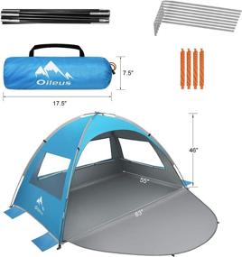 img 3 attached to 🏖️ Oileus Portable Beach Tent for 2-3 People - Sun Shade Shelter with UV Protection, Extended Floor, Ventilating Mesh Windows, Carrying Bag, Stakes, 6 Sand Pockets - Ideal for Fishing, Hiking, Camping - Blue