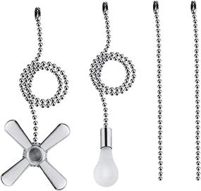 img 4 attached to 👀 Ceiling Fan and Light Pull Chain Set, Set of 2 Beaded Pendant Pull Chains with Copper Beaded Ball, Includes Bonus 13.6 inch Fan Pull Chain Extension With Connector (Nickel)