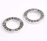 📿 jgfinds cheer charms - diy cheerleading gifts and jewelry making supplies, 30 circle charms with 'cheer' stamped, 22mm in diameter (7/8 inch), silver tone logo