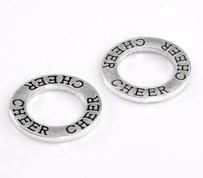 img 4 attached to 📿 JGFinds Cheer Charms - DIY Cheerleading Gifts and Jewelry Making Supplies, 30 Circle Charms with 'Cheer' Stamped, 22mm in Diameter (7/8 inch), Silver Tone