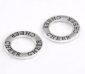 img 3 attached to 📿 JGFinds Cheer Charms - DIY Cheerleading Gifts and Jewelry Making Supplies, 30 Circle Charms with 'Cheer' Stamped, 22mm in Diameter (7/8 inch), Silver Tone