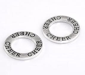 img 2 attached to 📿 JGFinds Cheer Charms - DIY Cheerleading Gifts and Jewelry Making Supplies, 30 Circle Charms with 'Cheer' Stamped, 22mm in Diameter (7/8 inch), Silver Tone