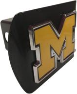 university of michigan black metal hitch 🏫 cover with domed yellow metal m - enhancing seo logo