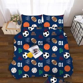 img 1 attached to 🛏️ All American Collection Kids Soft Comfortable Printed Bed Sheet Set - Twin, Dark Blue Sports - Perfect for Boys, Girls, Teens, and Children!