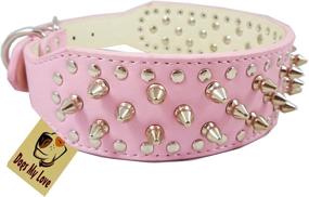 img 2 attached to OrangeTag 19-22 inch Spiked Studded Dog Collar in Pink Faux Leather - 2 inch Width, 37 Spikes, 60 Studs