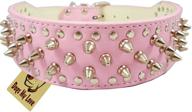 orangetag 19-22 inch spiked studded dog collar in pink faux leather - 2 inch width, 37 spikes, 60 studs logo