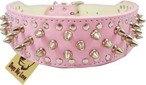 img 4 attached to OrangeTag 19-22 inch Spiked Studded Dog Collar in Pink Faux Leather - 2 inch Width, 37 Spikes, 60 Studs