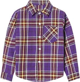 img 4 attached to 👚 Sleeves Button Gingham Flannel Girls' Tops, Tees & Blouses for Toddlers – Clothing