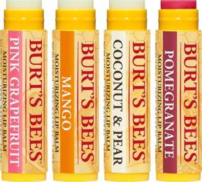 img 3 attached to 🎁 Burt's Bees Lip Balm Set, Moisturizing Holiday Gift for Stocking Stuffers, 100% Natural Lip Care, SuperFruit Collection - Pomegranate, Coconut & Pear, Mango, Pink Grapefruit (4 Pack)