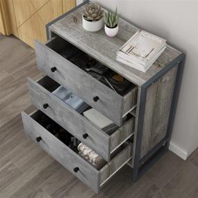 img 1 attached to 🗄️ Modern Grey Wood Dresser with Metal Frame | Small 3-Drawer Chest for Bedroom Storage | Dimensions: 25.2”L x 11.8”W x 29.5”H