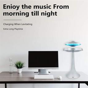 img 2 attached to Levitating Speaker with Magnetic UFO Lamp: Portable Bluetooth Speaker with Wireless Charging, LED Night Light, 360° Rotation. Perfect Home/Office Decor & Cool Electronic Gift for Men/Boys (Silver)