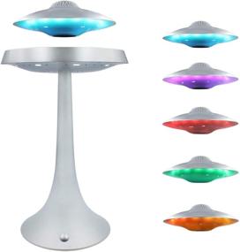img 3 attached to Levitating Speaker with Magnetic UFO Lamp: Portable Bluetooth Speaker with Wireless Charging, LED Night Light, 360° Rotation. Perfect Home/Office Decor & Cool Electronic Gift for Men/Boys (Silver)