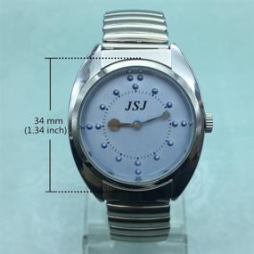 img 1 attached to 🕐 Tactile Blue Elastic Strap Stainless Steel Battery-Operated Watch for Blind Individuals