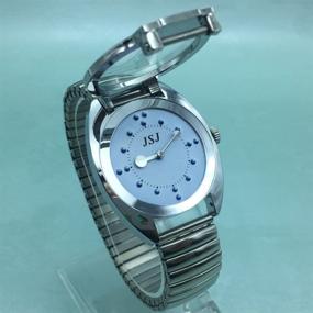 img 3 attached to 🕐 Tactile Blue Elastic Strap Stainless Steel Battery-Operated Watch for Blind Individuals