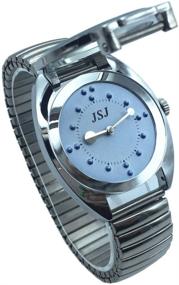 img 4 attached to 🕐 Tactile Blue Elastic Strap Stainless Steel Battery-Operated Watch for Blind Individuals