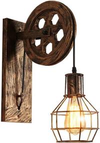 img 1 attached to 🏭 BAYCHEER Industrial Lift Pulley Wall Lights with Wheel - Cool Vintage Light Fixture for Hallways, Barns, Restaurants, Bakeries - Bronze Finish