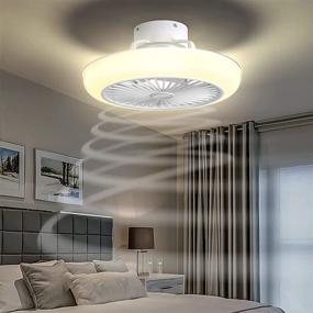 img 2 attached to 🔆 Modern Ceiling Fan with Light, Round LED Ceiling Light Fan with Remote Control, Acrylic Lampshade, adjustable Light, Chandelier Suitable for Bedroom Living Room, Can be Timed, Hanging Lamp (White)