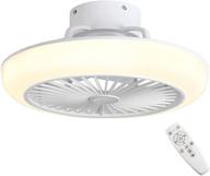 🔆 modern ceiling fan with light, round led ceiling light fan with remote control, acrylic lampshade, adjustable light, chandelier suitable for bedroom living room, can be timed, hanging lamp (white) logo