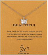 🦋 lang xuan friendship compass necklace with good luck butterfly pendant chain - perfect gift for women and girls, includes message card logo