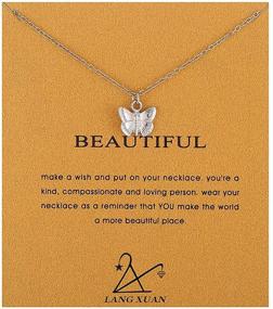 img 4 attached to 🦋 LANG XUAN Friendship Compass Necklace with Good Luck Butterfly Pendant Chain - Perfect Gift for Women and Girls, includes Message Card