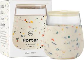 img 2 attached to 🍹 W&P Porter Portable Cocktail Glass with Silicone Sleeve, Terrazzo Cream, 15oz, On-the-Go, Reusable Wine Tumbler with Slide-lock Lid, Dishwasher Safe, 1 Count (Pack of 1)