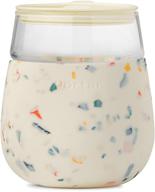 🍹 w&p porter portable cocktail glass with silicone sleeve, terrazzo cream, 15oz, on-the-go, reusable wine tumbler with slide-lock lid, dishwasher safe, 1 count (pack of 1) логотип