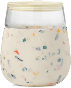 img 4 attached to 🍹 W&P Porter Portable Cocktail Glass with Silicone Sleeve, Terrazzo Cream, 15oz, On-the-Go, Reusable Wine Tumbler with Slide-lock Lid, Dishwasher Safe, 1 Count (Pack of 1)