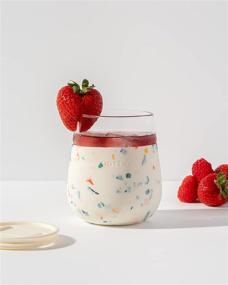 img 3 attached to 🍹 W&P Porter Portable Cocktail Glass with Silicone Sleeve, Terrazzo Cream, 15oz, On-the-Go, Reusable Wine Tumbler with Slide-lock Lid, Dishwasher Safe, 1 Count (Pack of 1)