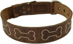 img 3 attached to Rustic Thick Leather Bones Design Dog Collar for Medium-Sized Dogs (12-21 Inches) Handmade by Hide & Drink - Includes 101 Year Warranty, Bourbon Brown