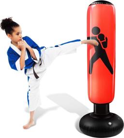 img 4 attached to 🥊 Novelty Place Inflatable Punching Bag for Kids - Free Standing Boxing Bag: Bounce Back for Karate, Taekwondo, Boxing, MMA - Bop Bag Toys for Fitness & Stress Relief