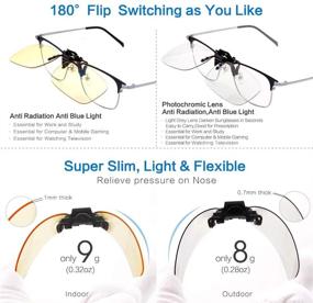 img 1 attached to 👓 MATNUT Blue Light Blocking Clip-on Glasses: Computer & Photochromic Sunglasses - Reduce Eye Strain, Headache & Fatigue, 2 pack