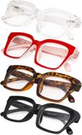 4 pack ladies eyeglasses oversized readers vision care logo