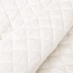 img 3 attached to Ava Diamond Pattern Solid 3 Piece Oversized Bedding 🛏️ Blanket Bedspread Set - King Size - White, by Lush Decor