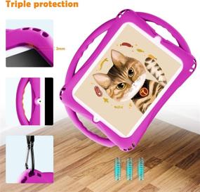 img 3 attached to 🔮 TopEsct Shockproof Silicone Handle Stand Case Cover for iPad 2nd/3rd/4th Gen with Tempered Glass Screen Protector - Purple