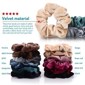 img 3 attached to 👱 Whaline 12 Pack Hair Scrunchies - Premium Velvet Scrunchy Elastic Hair Bands for Girls and Women - Hair Accessories Set in 12 Vibrant Colors