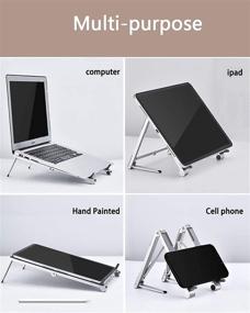 img 3 attached to 💻 Versatile Silver Laptop Stand with SPYGEM Phone Holder - Ideal for MacBook, iPad, HP, Dell, Lenovo 10-15.6” – Adjustable and Portable Desktop Support