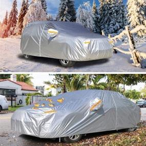 img 2 attached to 🚗 NEVERLAND Full Car Cover with Zipper: Universal Fit Sedan Shield with Reflective Strip and Waterproof/ UV/Dust/Wind/Scratch Protection