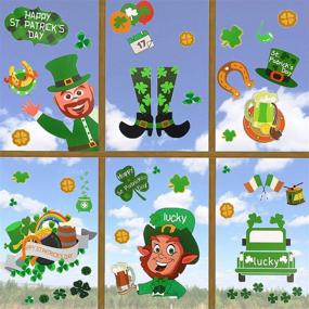 img 4 attached to St. Patrick's Day Window Clings - Shamrock Clover Leprechaun Static Sticker Decals for Lucky Day Home Office Decor - Saint Patrick's Day Irish Party Decorations