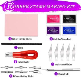 img 3 attached to WAYCOM Rubber Stamp Making Kit - 18 Pieces, includes Rubber Carving Block, Linoleum Cutter Set, Craft Ink Pad, Hobby Knife, Pencil - Ideal for DIY Stamp Carving Craft