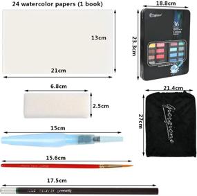 img 3 attached to Набор акварельной краски YOTINO: 36 ярких цветовых кейков с бонусной кистью-ручкой, карандашом, белой краской и акварельной бумагой - идеально для студентов, детей, начинающих.