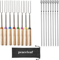 🔥 premium set of 8 extendable 32-inch marshmallow roasting sticks & 8 long metal barbecue skewers - perfect for grilling, camping, bonfire, and more! logo